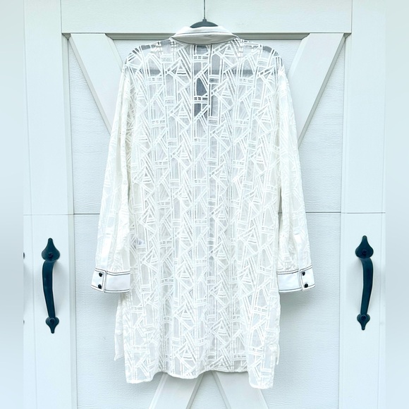 Karl Lagerfeld Paris Lace Point Collar Oversized Blouse - Picture 7 of 7